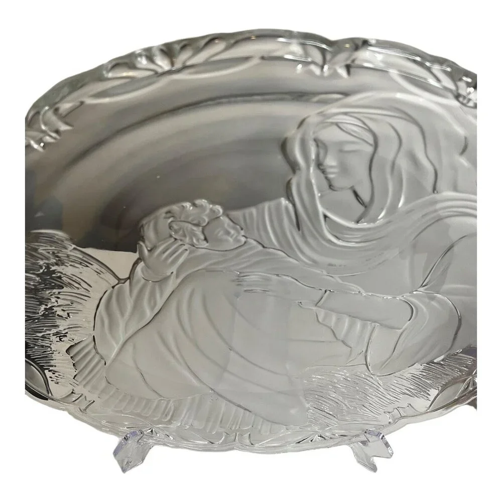 Mikasa Madonna & Child Frosted Display‎ Serving Platter Christmas Religious READ